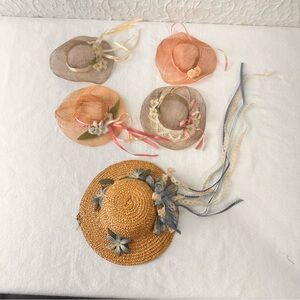 Vintage Straw Doll Hat Decorative Toy Dollhouse Play Cup Woven